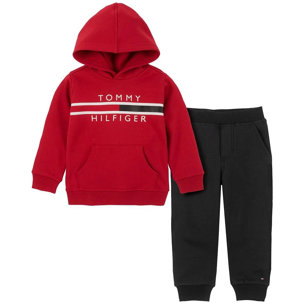商品Tommy Hilfiger|Baby Boys Global Logo Stripe Fleece Hoodie and Joggers, 2 Piece Set,价格¥123,第1张图片