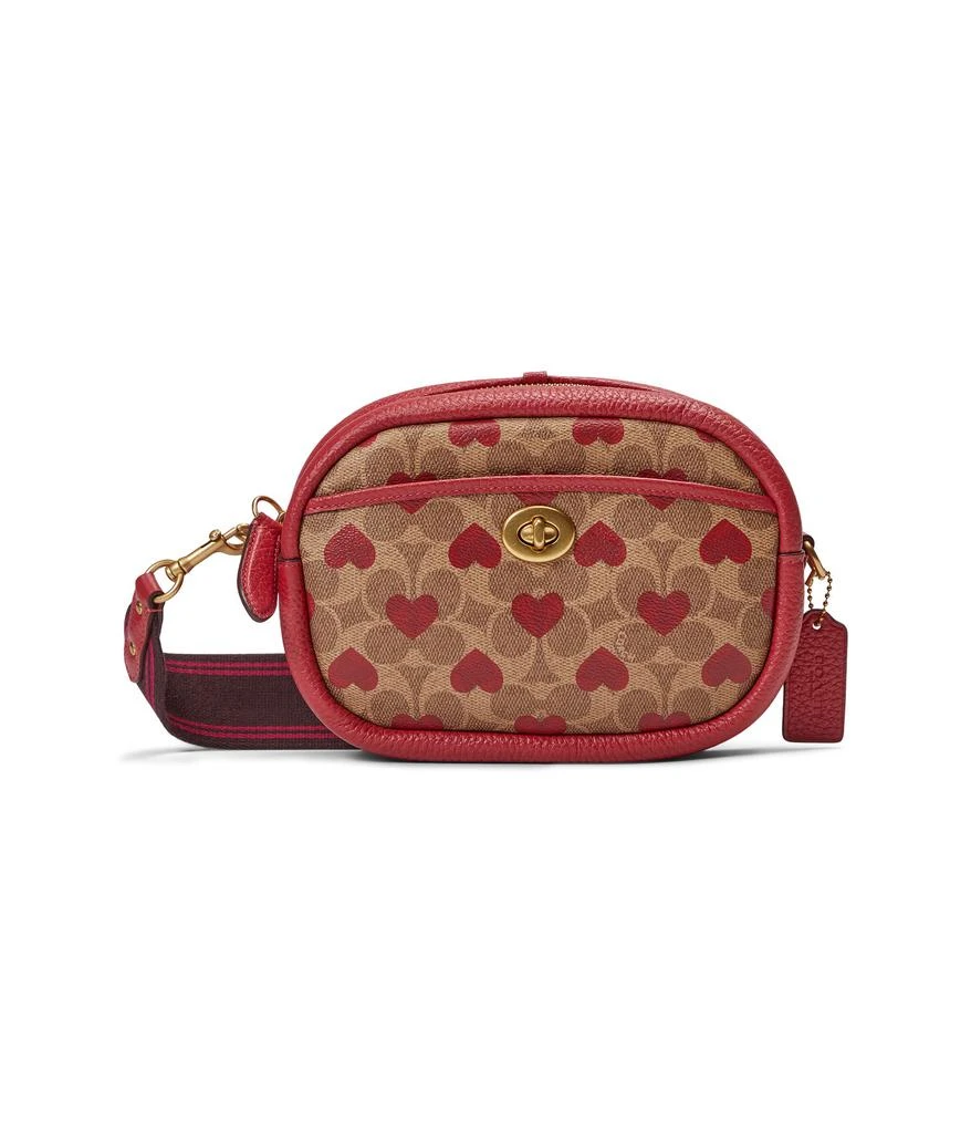 商品Coach|Coated Canvas Signature with Heart Print Camera Bag with Webbing Strap,价格¥1189,第1张图片