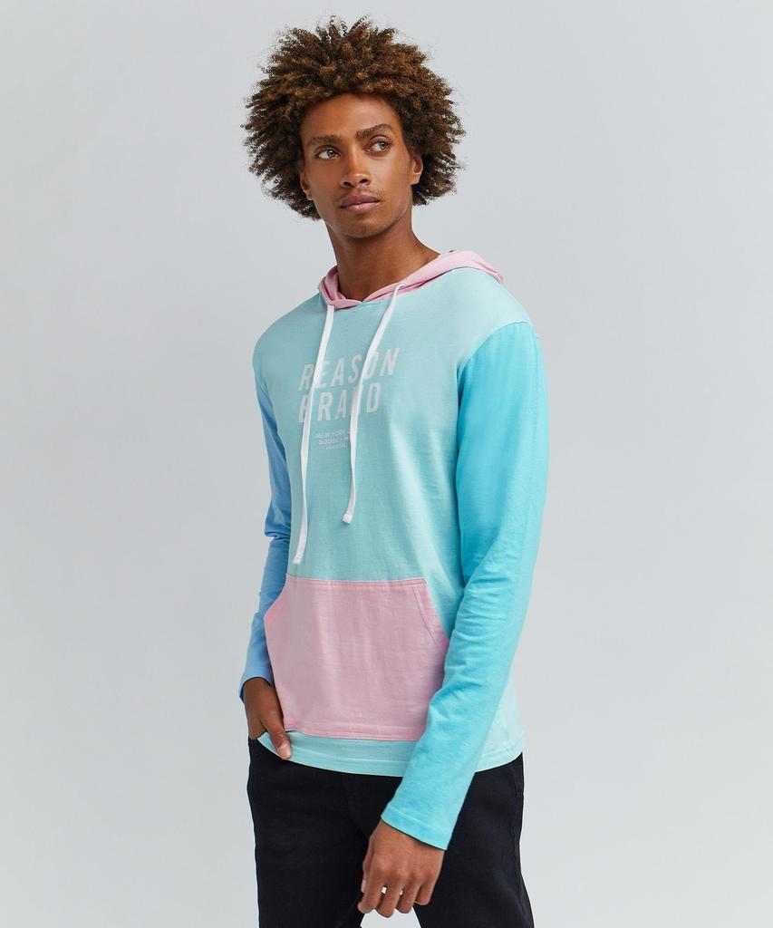 Color Block Long Sleeve Light Pastel Hoodie商品第5张图片规格展示