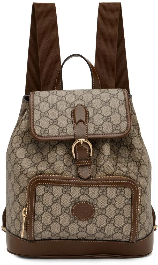 商品Gucci|Beige & Brown GG Supreme Retro Backpack,价格¥17410,第1张图片