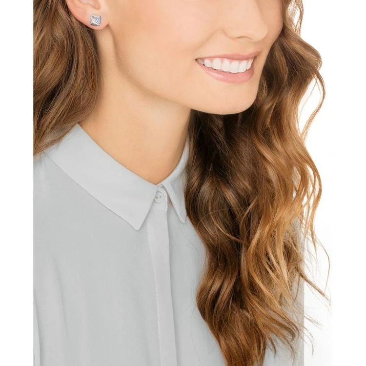 商品Swarovski|Silver-Tone Clear and Light Blue Crystal Square Stud Earrings,价格¥519,第3张图片详细描述