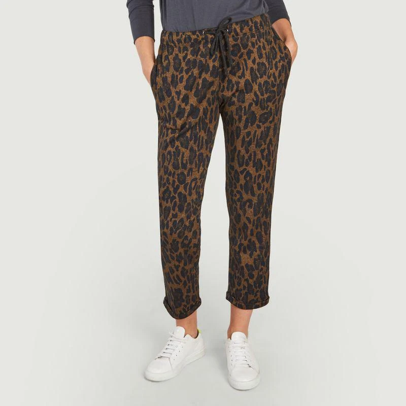 商品MAJESTIC FILATURES|7/8th cotton and cashmere leopard print pants Camel Majestic Filatures,价格¥1106,第1张图片