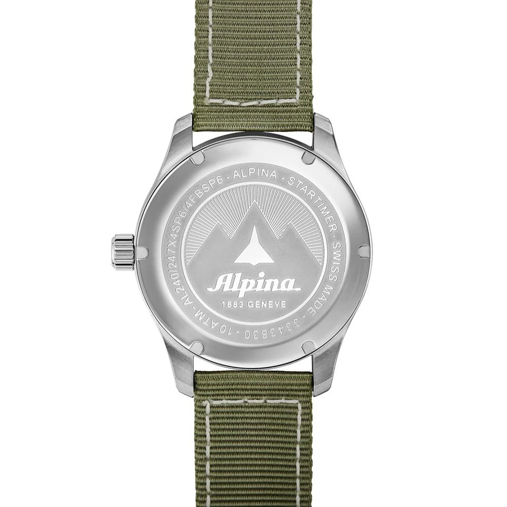 商品Alpina|Men's Swiss Startimer Pilot Green Nylon Strap Watch 42mm,价格¥5199,第4张图片详细描述