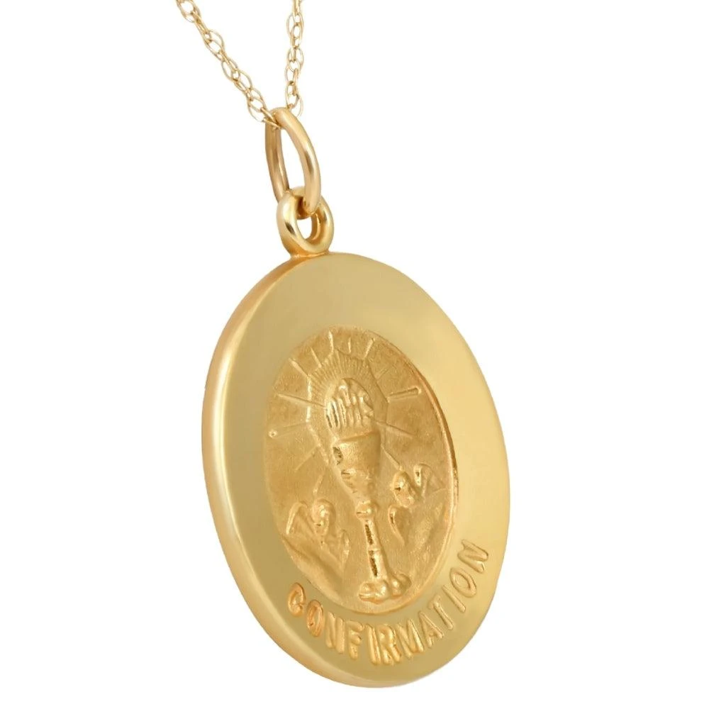 商品Pompeii3|14k Yellow Gold Confirmation Medal Pendant 1" Tall 2.5 Grams,价格¥2727,第2张图片详细描述