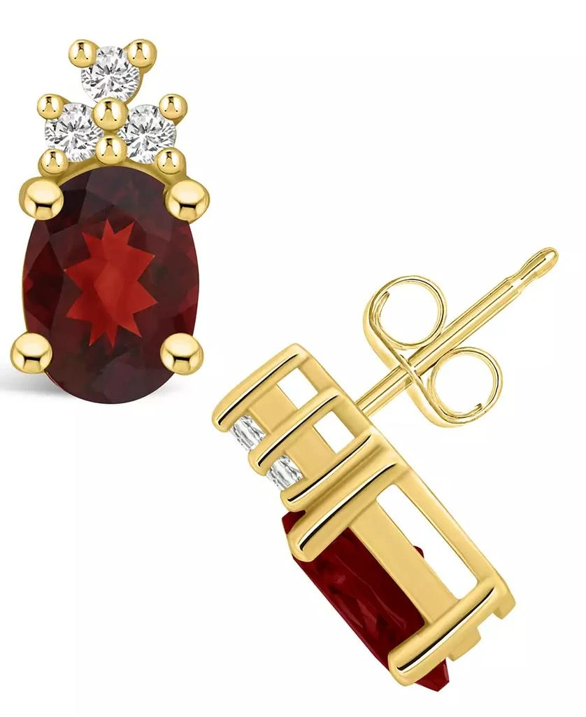 商品Macy's|Garnet (3 ct. t.w.) and Diamond (1/5 ct. t.w.) Stud Earrings in 14K Yellow Gold,价格¥6017,第1张图片