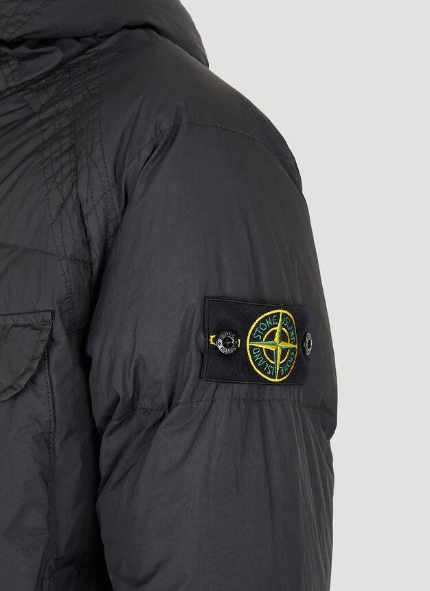 商品Stone Island|Long Hooded Down Coat in Black,价格¥12679,第5张图片详细描述