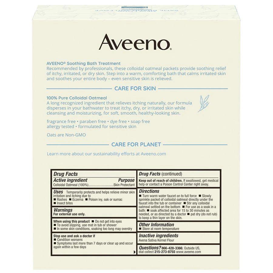 商品Aveeno|Soothing Bath Soak For Eczema, Natural Colloidal Oatmeal Single Use Packets,价格¥67,第3张图片详细描述