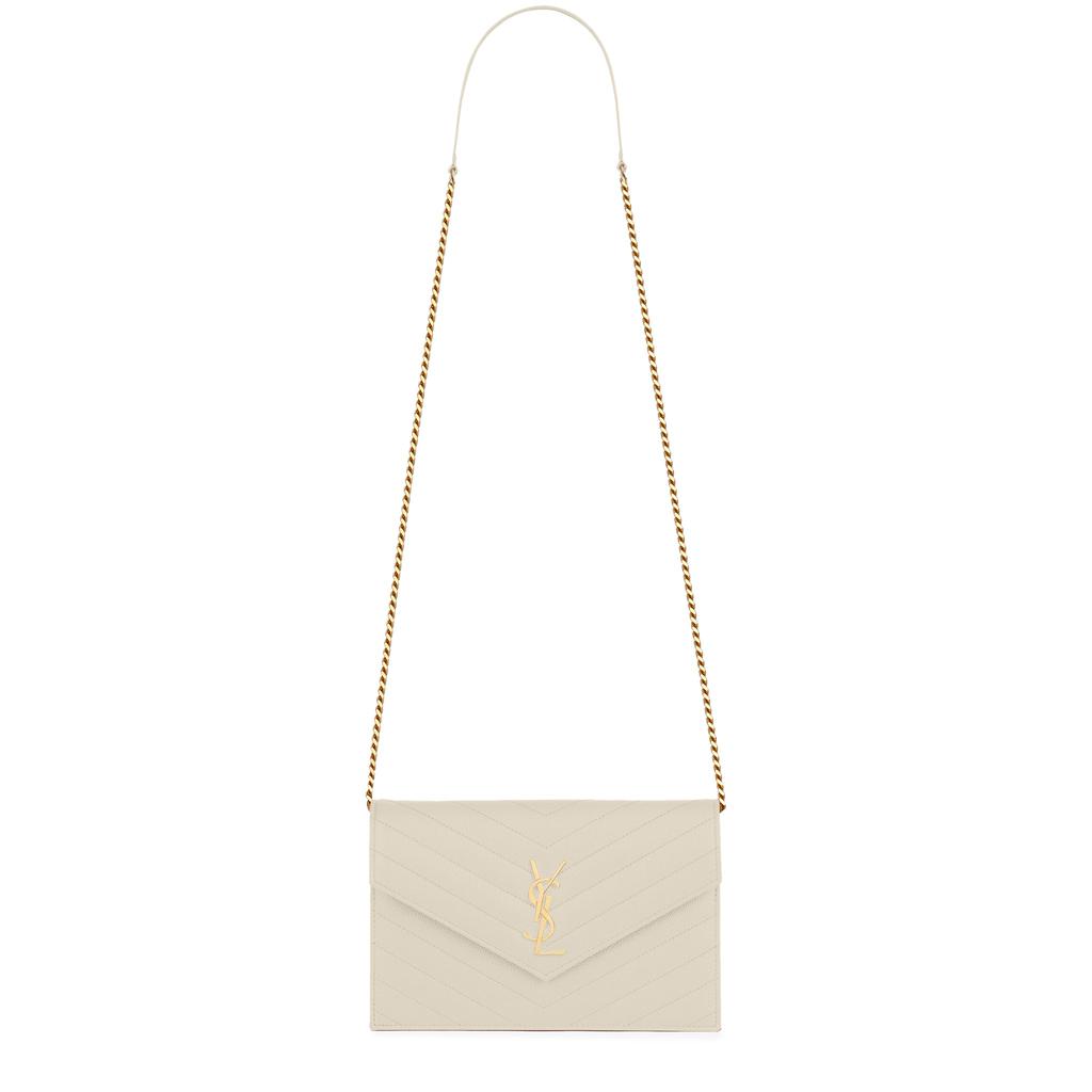 Saint Laurent Cassandre Matelasse Cream Soft Envelope Chain Wallet商品第2张图片规格展示