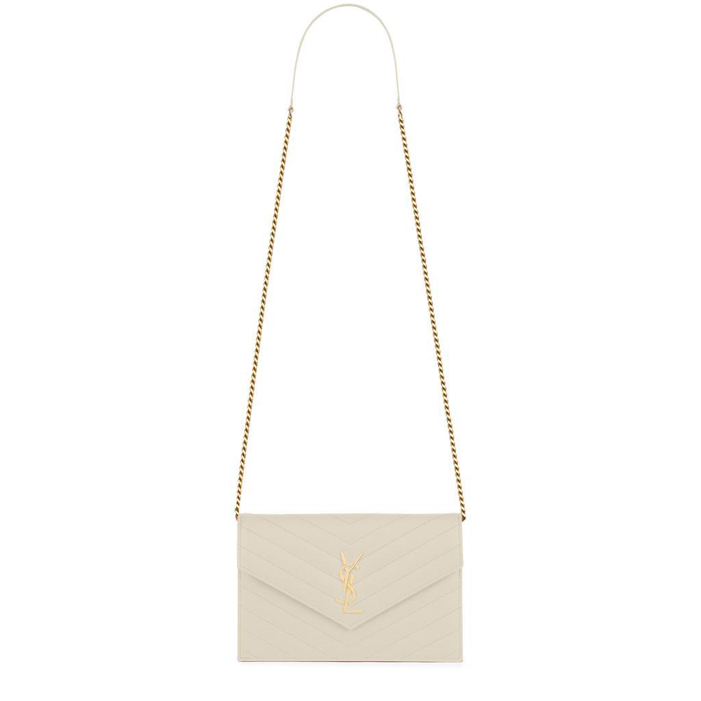 商品Yves Saint Laurent|Saint Laurent Cassandre Matelasse Cream Soft Envelope Chain Wallet,价格¥6805,第4张图片详细描述