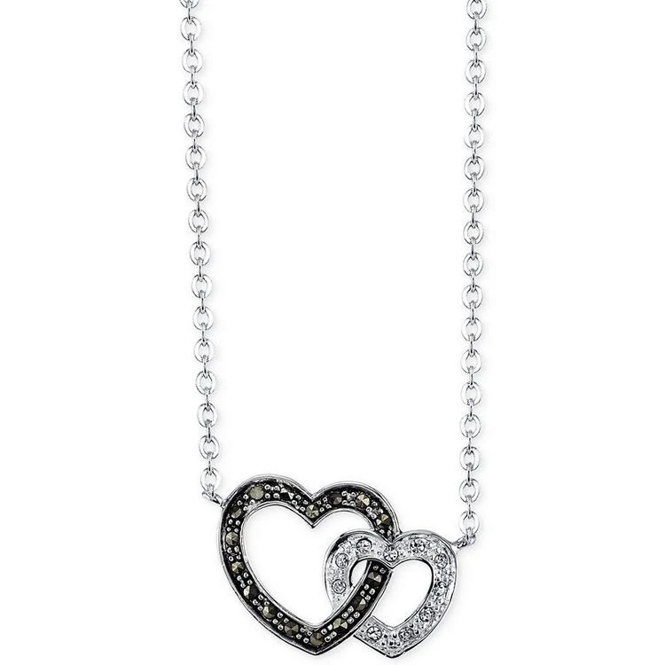 商品Unwritten|Silver-Plated Marcasite and Crystal Interlocked Hearts Pendant Necklace,价格¥82,第2张图片详细描述