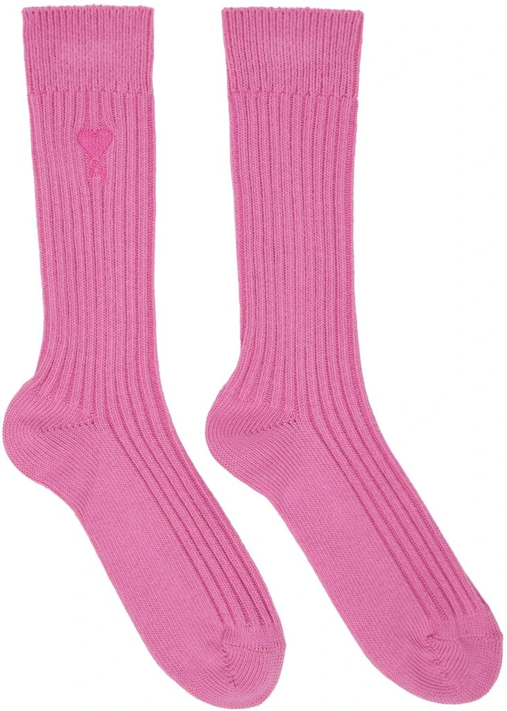 商品AMI|Pink Ami de Cœur Socks,价格¥192,第1张图片