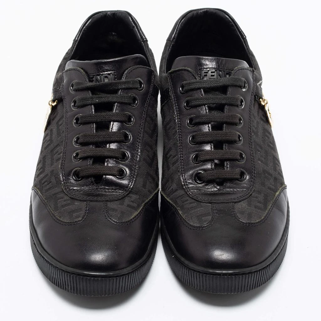 商品[二手商品] Fendi|Fendi Black Zucca Canvas And Leather Low Top Sneakers Size 37.5,价格¥1395,第3张图片详细描述