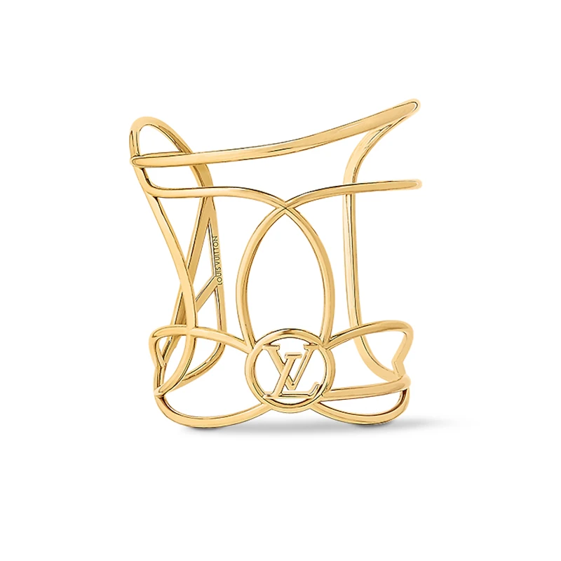 商品Louis Vuitton|路易威登 23新款FILIGRAM女士金色蜿蜒线条金属手镯,价格¥6769,第1张图片