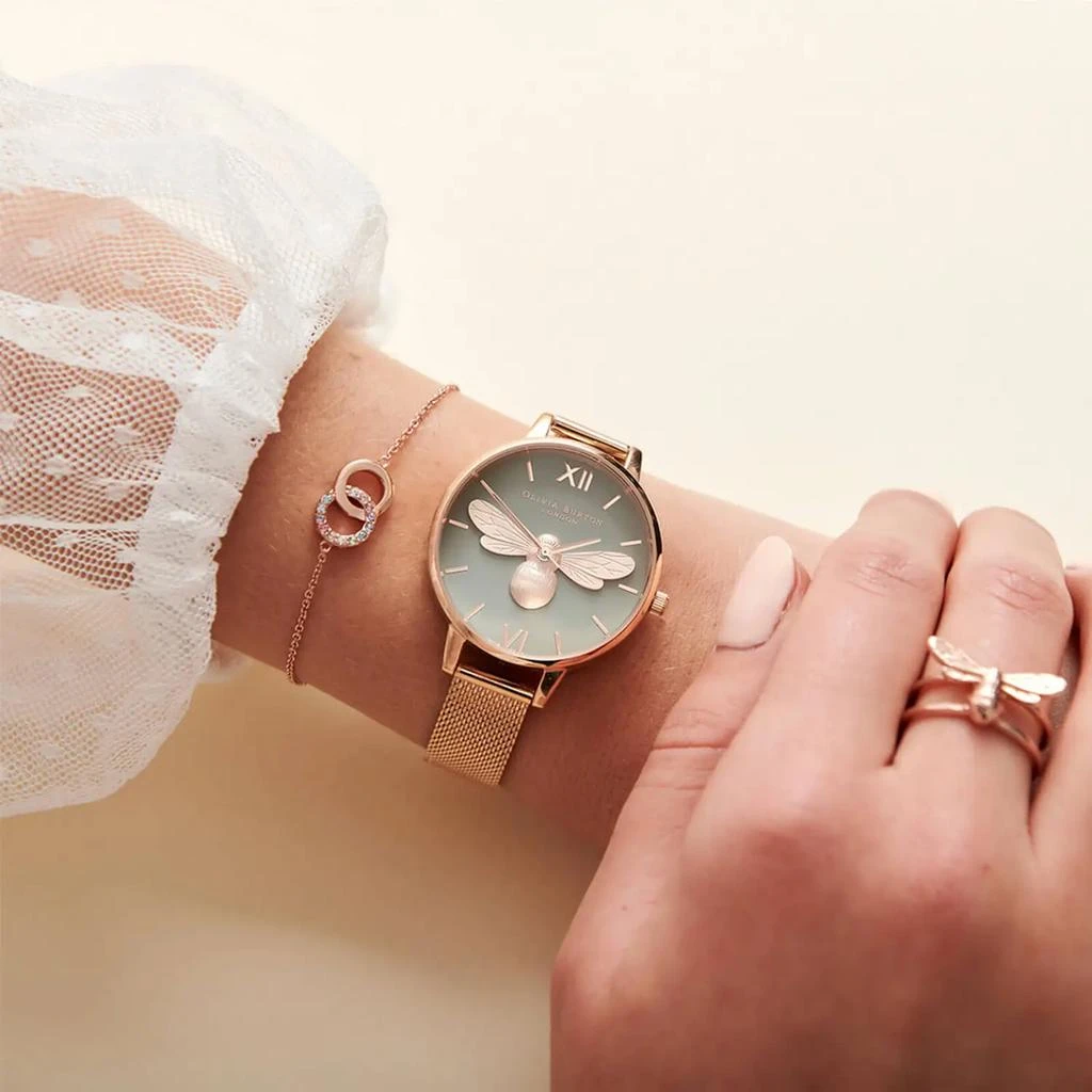 商品Olivia Burton|奥利·维亚布顿 宋祖儿同款3D小蜜蜂金属链条腕表,价格¥739,第3张图片详细描述