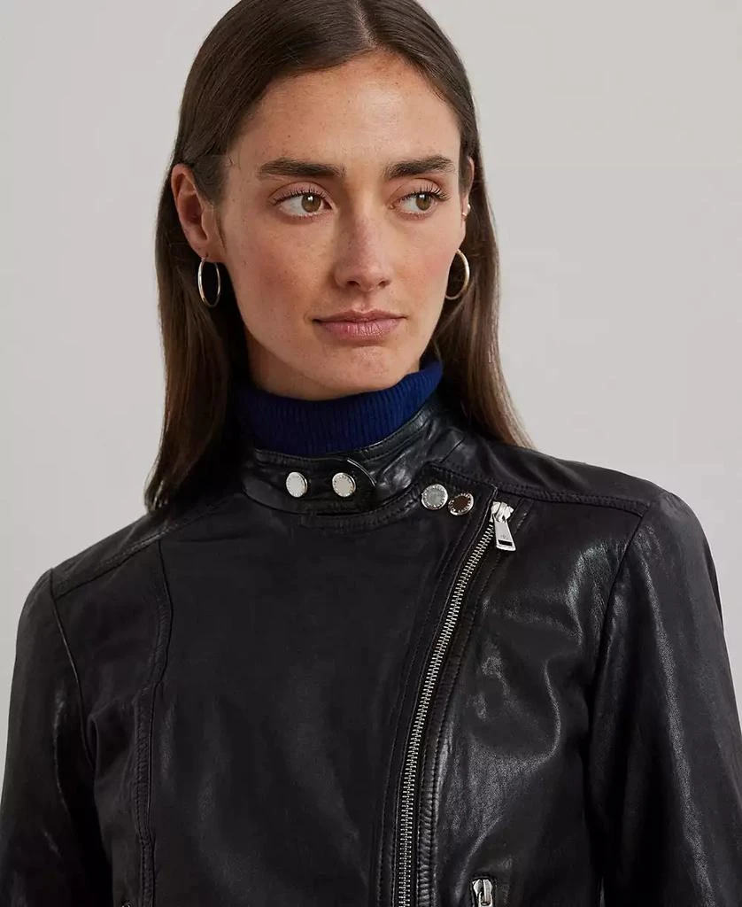 商品Ralph Lauren|Women's Tumbled Leather Moto Jacket,价格¥3718,第3张图片详细描述