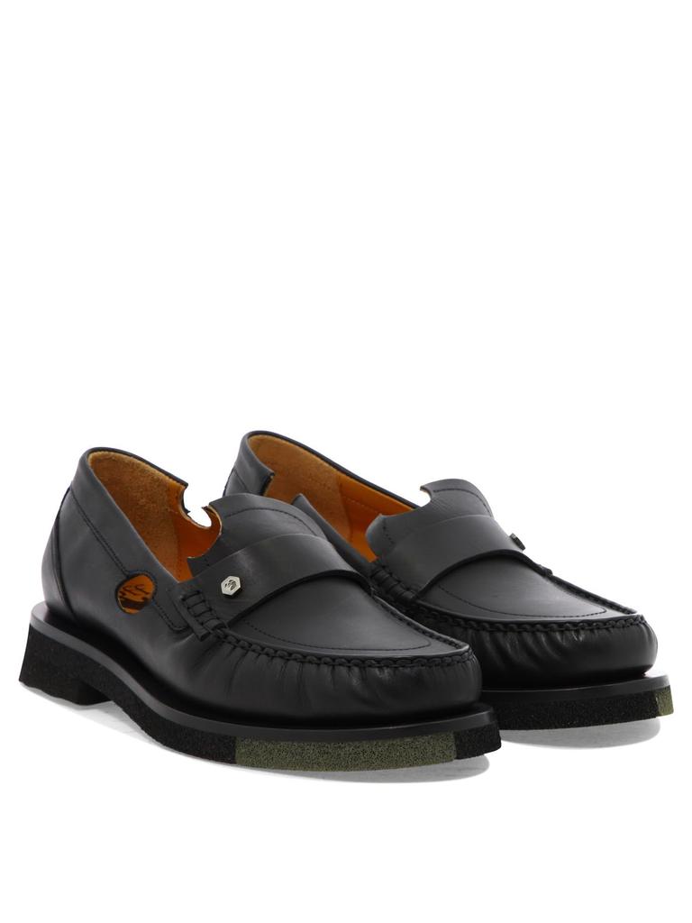 Off White Men's  Black Leather Loafers商品第2张图片规格展示