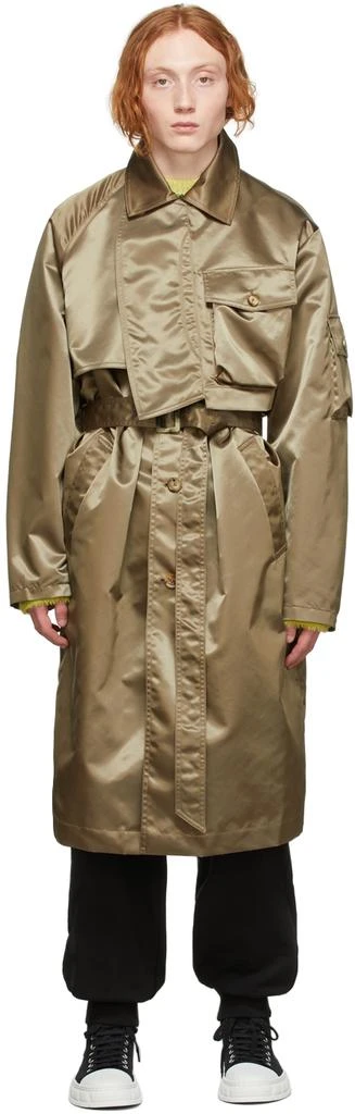 商品Feng Chen Wang|Khaki Nylon Trench Coat,价格¥1627,第1张图片