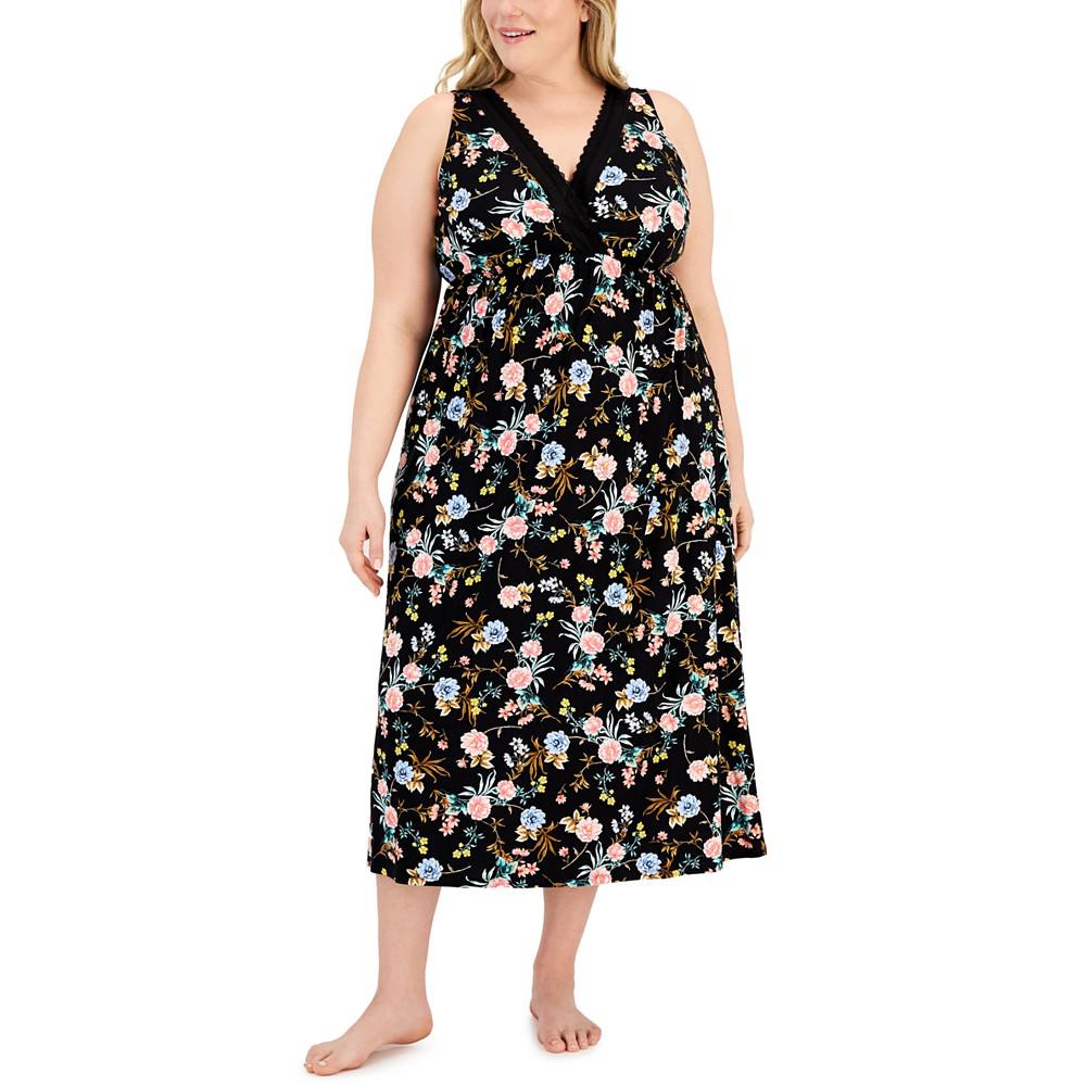 Plus Size Lace-Trim Long Nightgown, Created for Macy's商品第1张图片规格展示