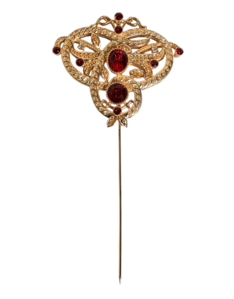 商品Dolce & Gabbana|Dolce & Gabbana Gold Tone Red Crystal Embellish 925 Sterling Silver Pin,价格¥3179,第1张图片详细描述