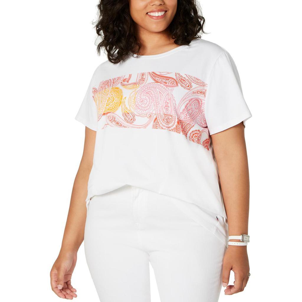 商品Tommy Hilfiger|Tommy Hilfiger Womens Plus Graphic Crewneck T-Shirt,价格¥170,第1张图片