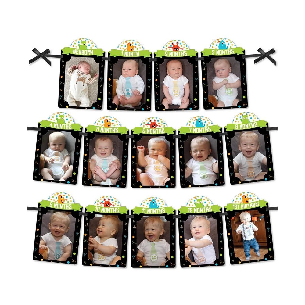 商品Big Dot of Happiness|1st Birthday Monster Bash - DIY Party Decor Monthly Picture Display Photo Banner,价格¥119,第1张图片