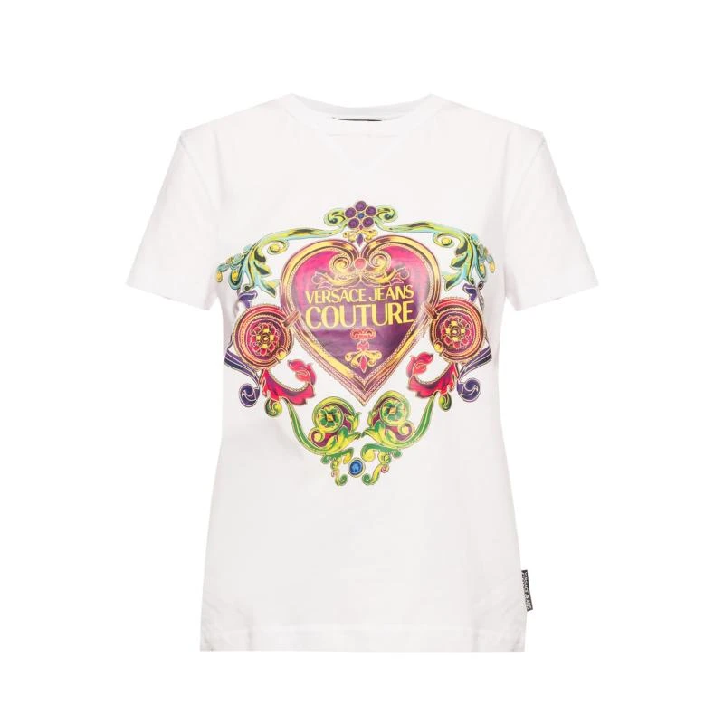 商品Versace|VERSACE JEANS 女士白色棉质短袖圆领T恤 B2HVB7E0-30311-003,价格¥942,第1张图片