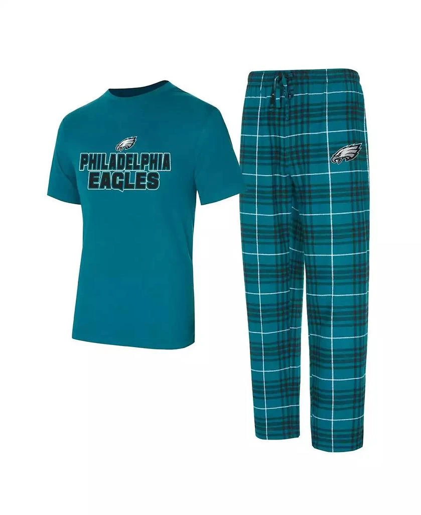 商品Concepts Sport|Men's Midnight Green/Black Philadelphia Eagles Vector T-Shirt Flannel Pants Sleep Set,价格¥463,第1张图片