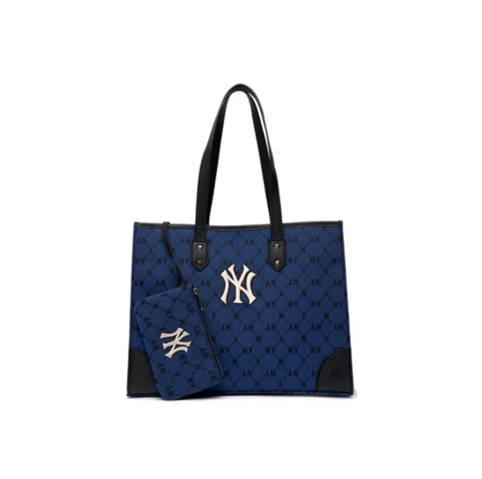 商品MLB|【享贝家】MLB Monogram Tote Bag 复古满印老花系列 NY字母托特包单肩手提包 午夜蓝色 3AORL021N-50BLD,价格¥636,第1张图片