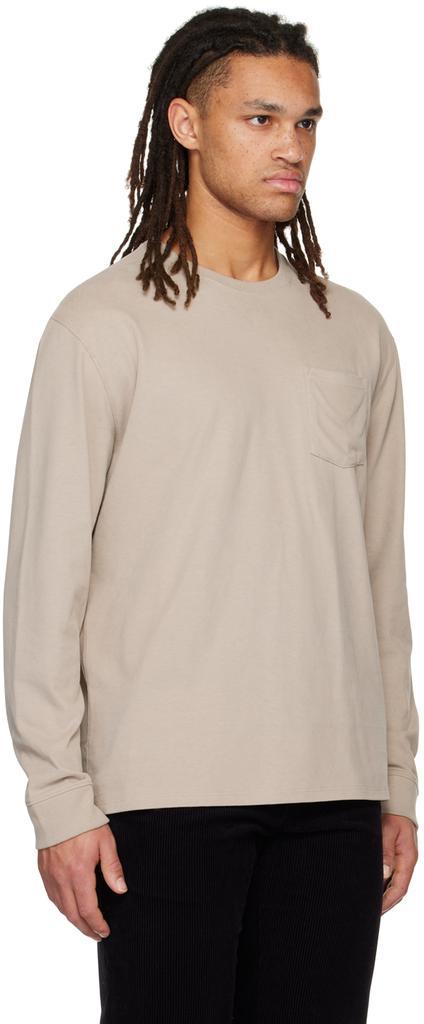 商品Vince|Taupe Crewneck Long Sleeve T-Shirt,价格¥1257,第4张图片详细描述