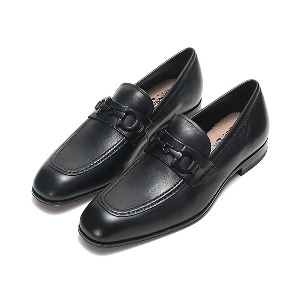 SALVATORE FERRAGAMO 男士黑色ASTEN系列牛皮革商务休闲单鞋 0705673 商品
