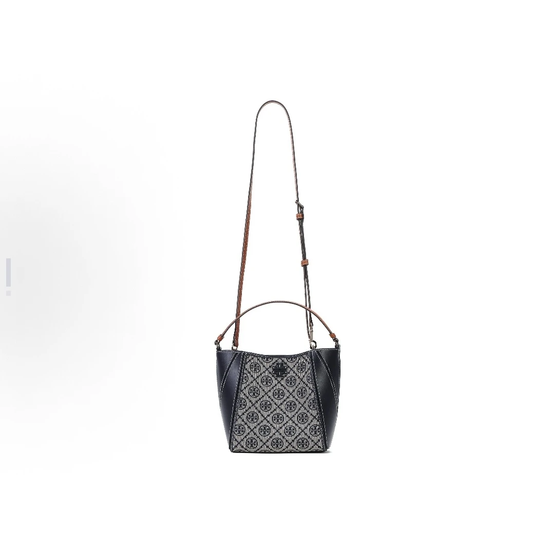 TORY BURCH McGraw 徽标Logo磁性�按扣 荔枝纹皮革 水桶包单肩斜挎手提包 小号 商品