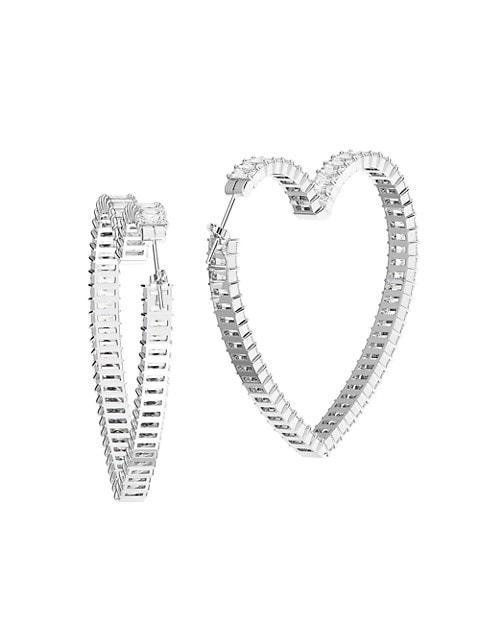 商品Swarovski|Matrix Rhodium-Plated & Crystal Large Heart Hoop Earrings,价格¥2362,第6张图片详细描述