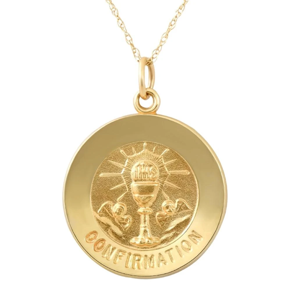 商品Pompeii3|14k Yellow Gold Confirmation Medal Pendant 1" Tall 2.5 Grams,价格¥2727,第1张图片