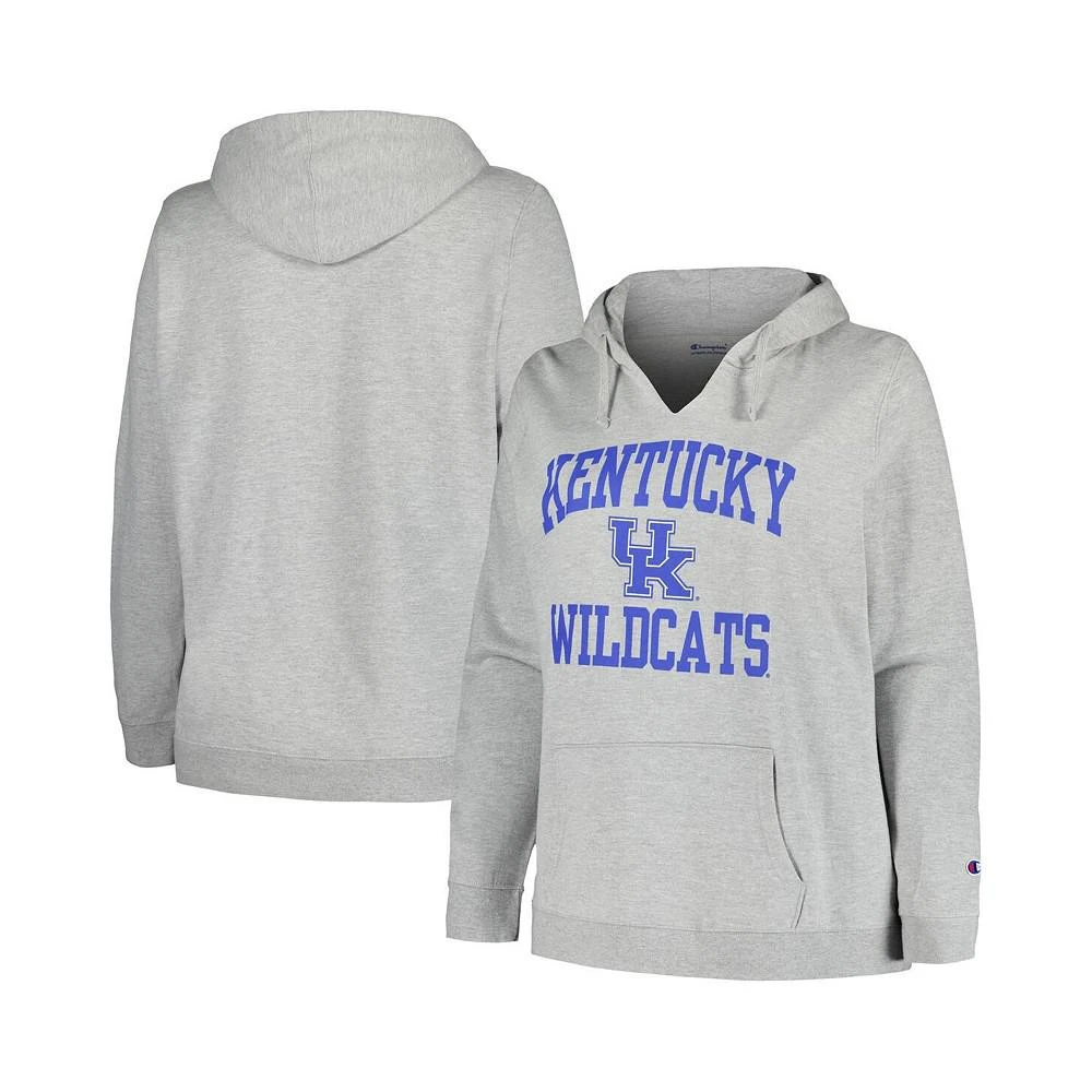 商品CHAMPION|Women's Heather Gray Kentucky Wildcats Plus Size Heart & Soul Notch Neck Pullover Hoodie,价格¥478,第1张图片