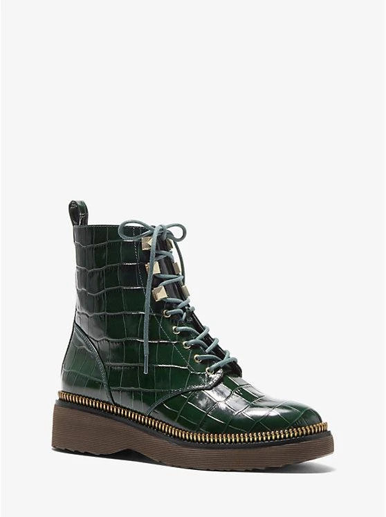 商品Michael Kors|Haskell Crocodile Embossed Leather Combat Boot,价格¥879,第1张图片