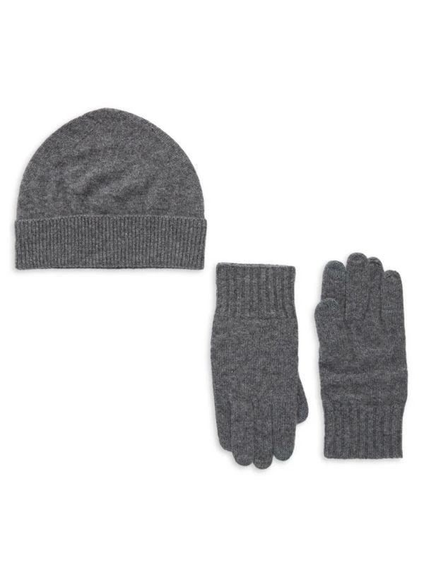 商品Saks Fifth Avenue|2-Piece Ribbed-Cuff Cashmere Beanie & Gloves Set,价格¥279,第1张图片