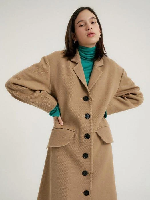 商品OVERDUEFLAIR|Avant-garde Flare Coat Warm Beige,价格¥3044,第5张图片详细描述