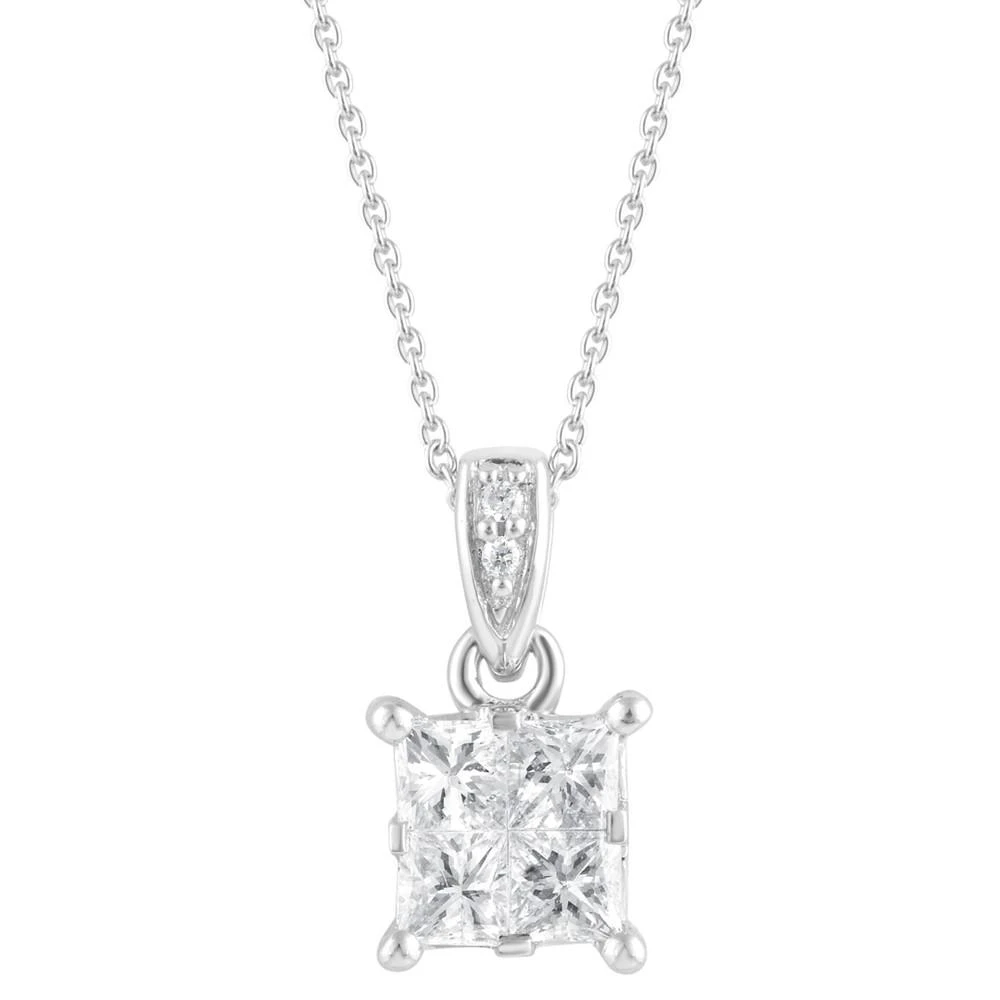 商品Macy's|Diamond Princess-Cut 18" Pendant Necklace (1/2 ct. t.w.) in 14k White Gold,价格¥12970,第1张图片