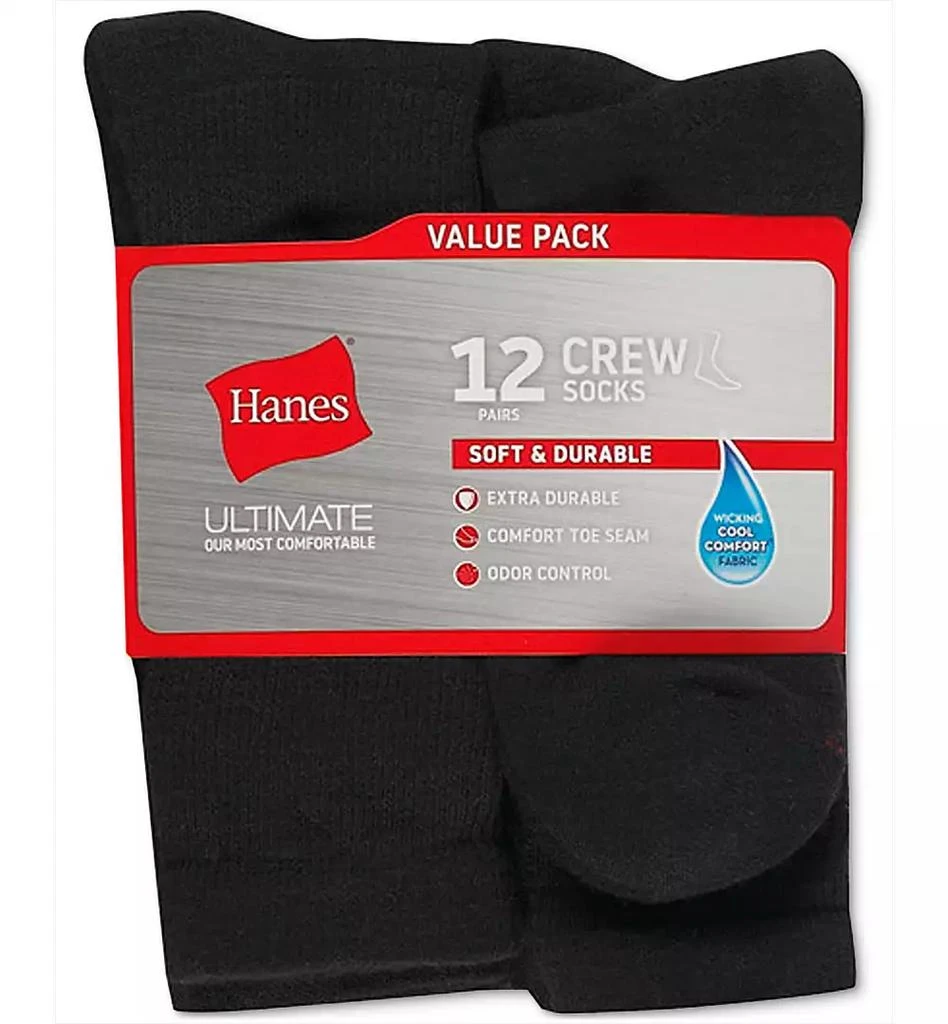 商品Hanes|Men's 12-Pk. Ultimate Crew Socks,价格¥119,第2张图片详细描述