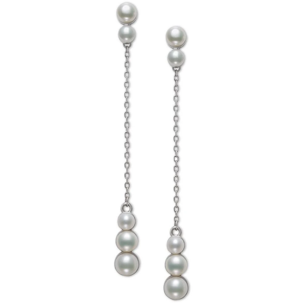 商品Belle de Mer|Cultured Freshwater Button Pearl (4-6mm) Linear Chain Drop Earrings in Sterling Silver, Created for Macy's,价格¥2045,第3张图片详细描述