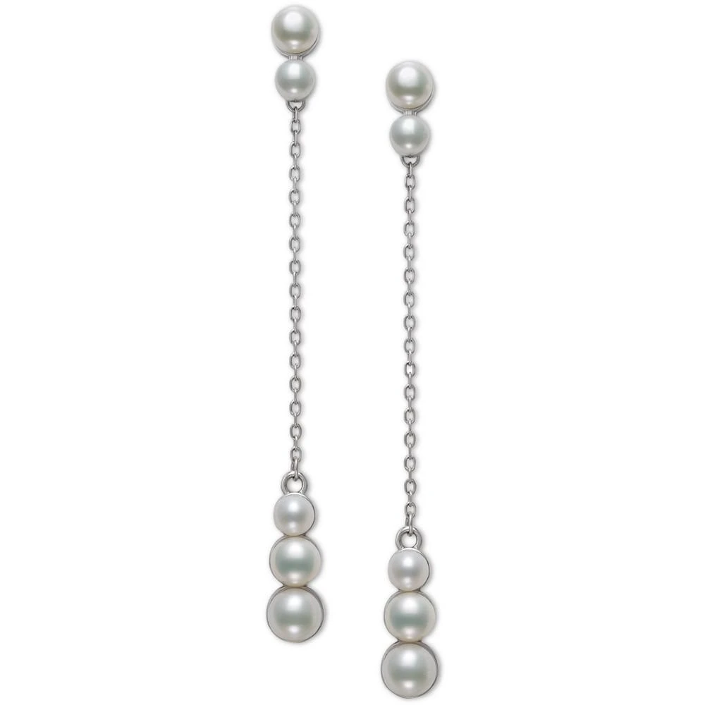 商品Belle de Mer|Cultured Freshwater Button Pearl (4-6mm) Linear Chain Drop Earrings in Sterling Silver, Created for Macy's,价格¥735,第3张图片详细描述