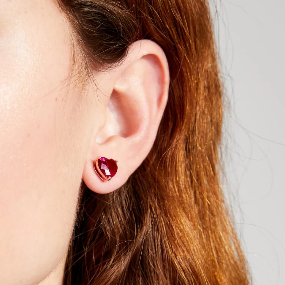 商品Kate Spade|Kate Spade Heart Gold-Plated Cubic Zirconia Earrings,价格¥454,第2张图片详细描述