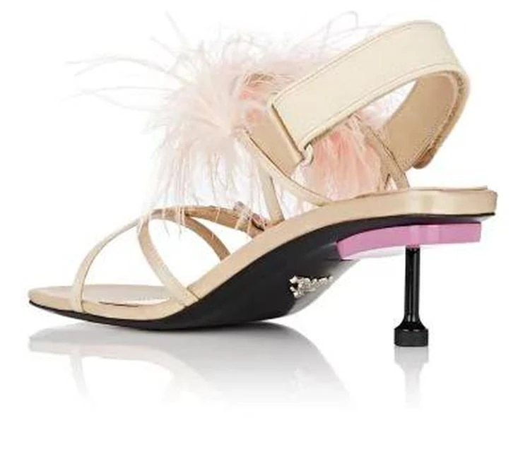 商品Prada|Feather-Embellished Satin Slingback Sandals,价格¥5125,第3张图片详细描述