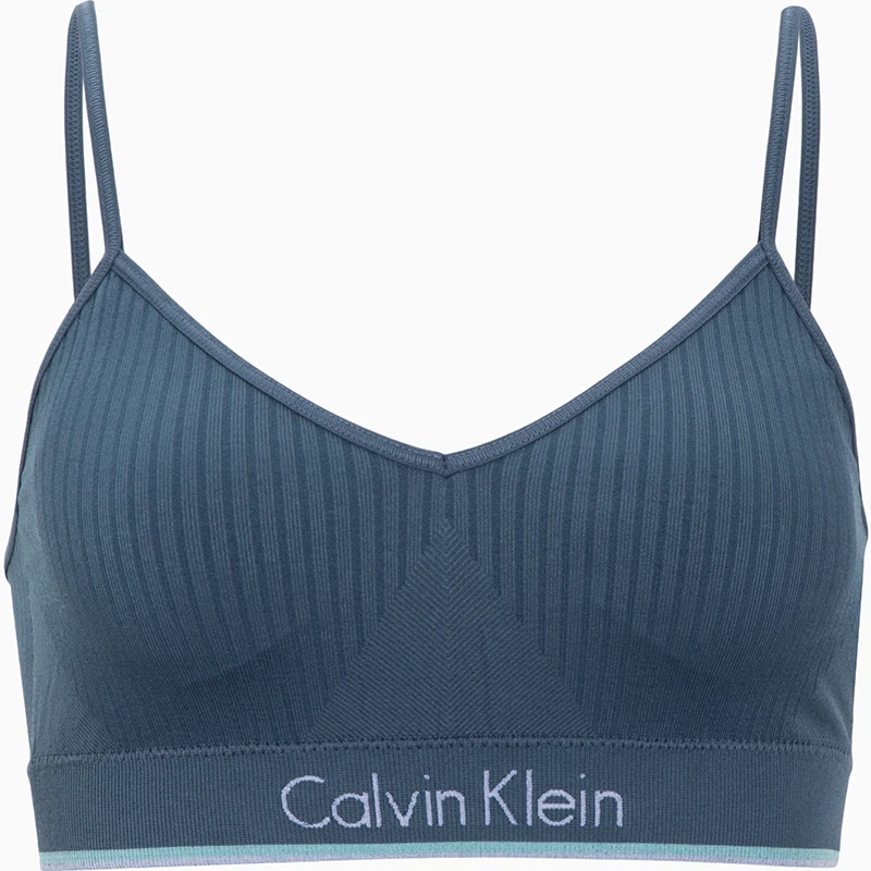 商品[国内直发] Calvin Klein|CALVIN KLEIN 可抽取插片无钢圈罗纹轻细肩带运动内衣 女款 雾霾蓝,价格¥326,第1张图片