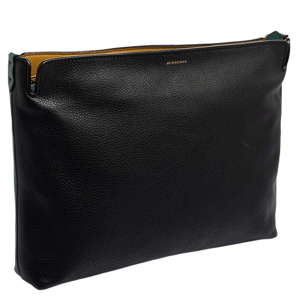 商品Burberry|Burberry Black/Green Grained Leather Large Clutch,价格¥1541,第3张图片详细描述