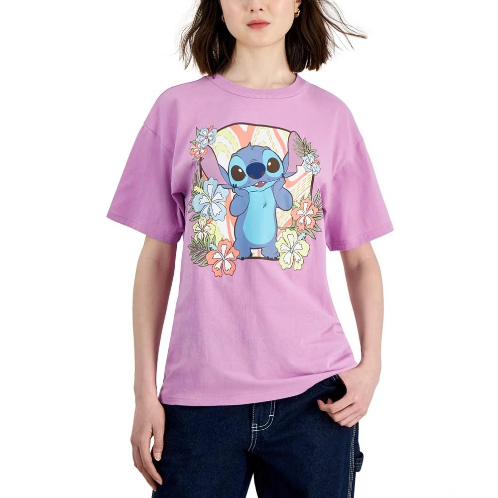 Disney Juniors' Stitch Floral Boyfriend T-Shirt new arrivals