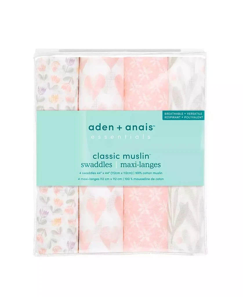 商品aden + anais|Baby Girls Printed Swaddle Blankets, Pack of 4,价格¥300,第2张图片详细描述