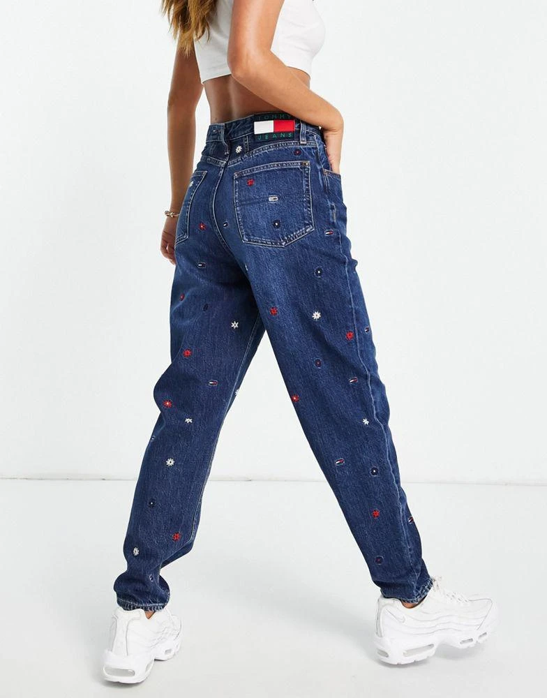 商品Tommy Hilfiger|Tommy Jeans all over logo mom jeans in indigo,价格¥541,第1张图片