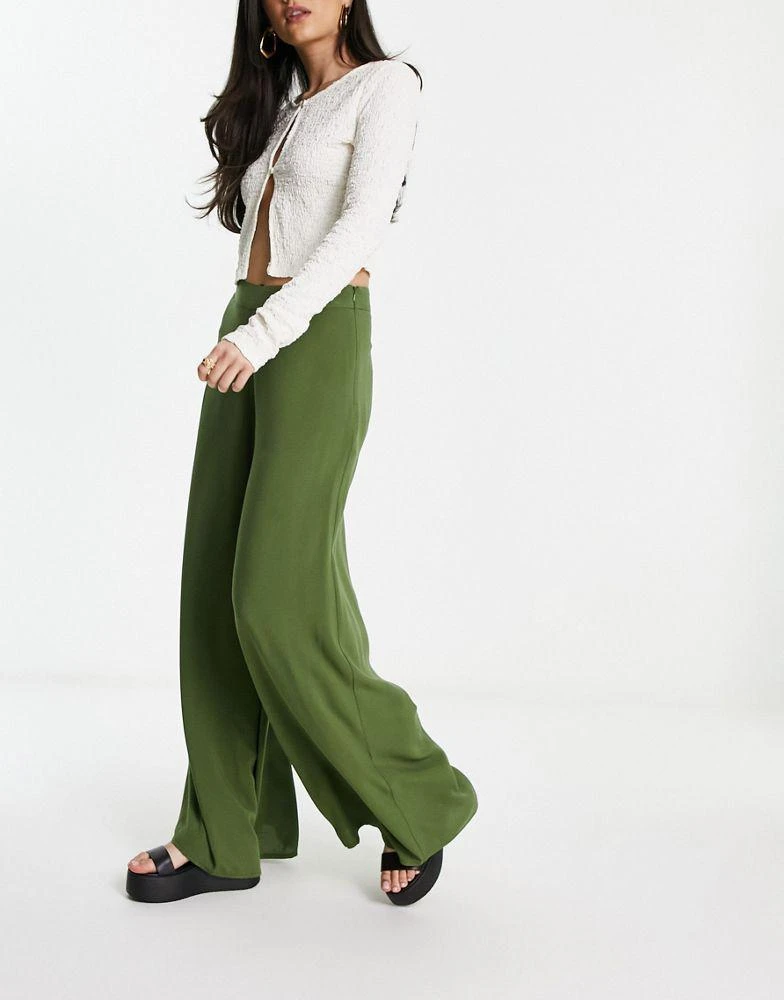 商品ASOS|ASOS DESIGN palazzo trouser in khaki,价格¥145,第4张图片详细描述