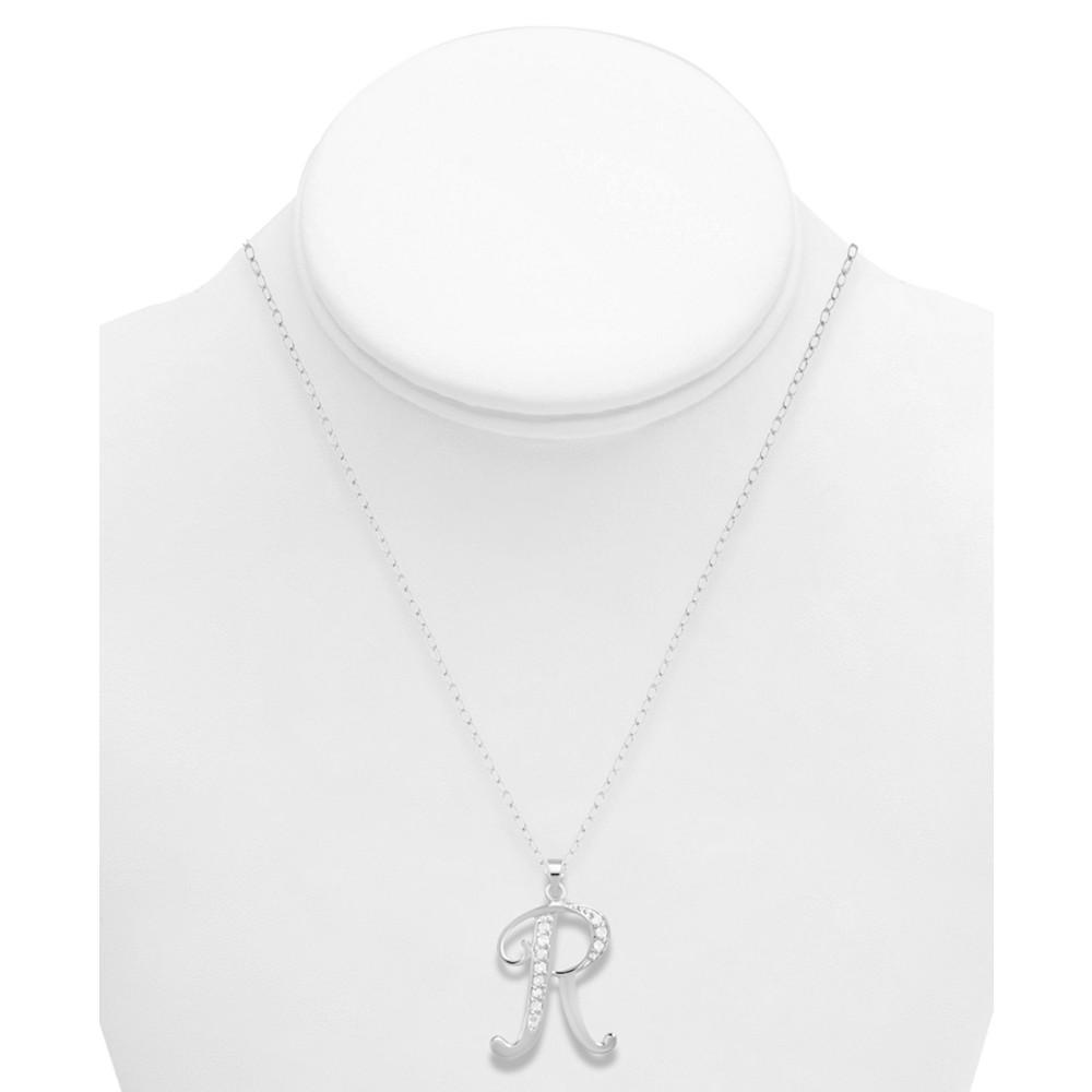 Diamond R Initial 18" Pendant Necklace (1/10 ct. t.w.) in Sterling Silver商品第2张图片规格展示